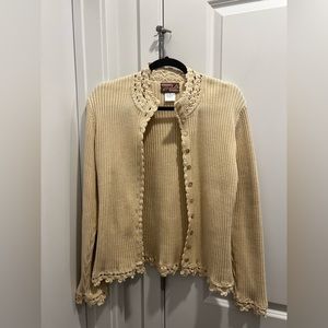 April Cornell | Floral Crochet Cardigan | Size XL